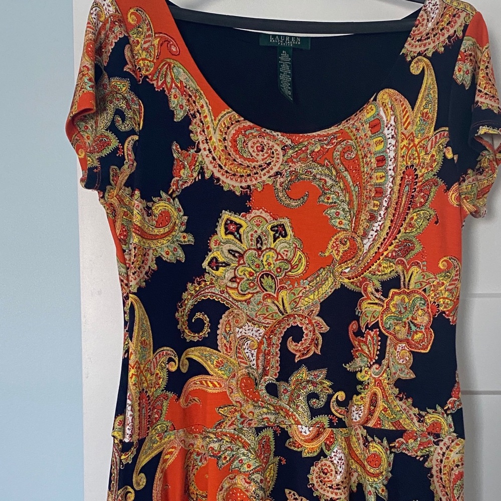 Ralph Lauren Drop waist jersey dress, navy blue.